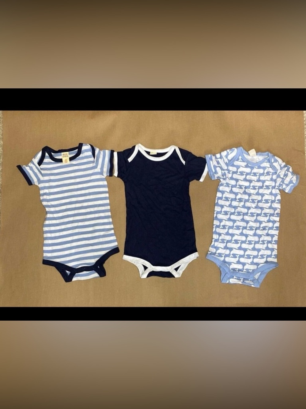 Baby boy 3 blue one piece body suits infant size 3 months Harper Canyon whales